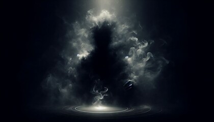 black dark mode background with smoke and shadowy textures interspersed with soft light mysterious look. Smoke and shadows with light accents