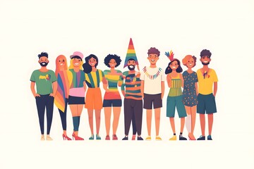Fototapeta premium LGBT people of various ages and body types celebrating pride, showcasing inclusion and diversity