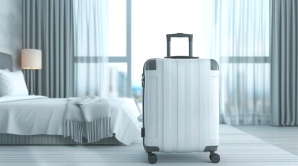 Suitcase in a hotel room