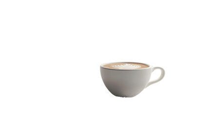 Cup of hot coffee with foam on a white background