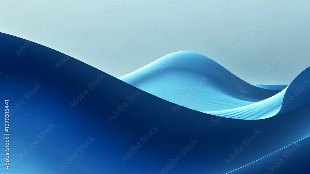 Poster Abstract blue waves flow in a mesmerizing pattern, creating a calming and surreal atmosphere