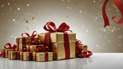 Obraz premium Luxuriöse Geschenkboxen für eine magische Weihnachtszeit