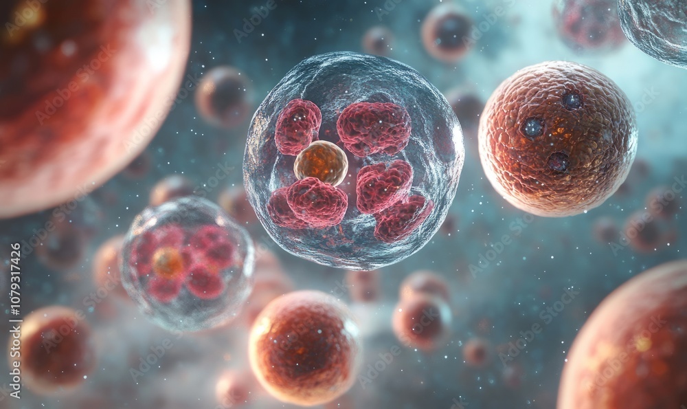 Poster create an image of a microscopic view of a network of healthy human cells