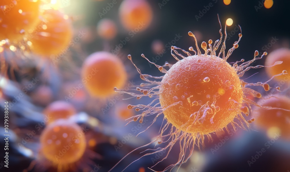 Poster create an image of a microscopic view of a network of healthy human cells
