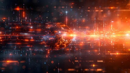 Fototapeta premium Abstract 3D Orange and Blue Lights - Futuristic Background