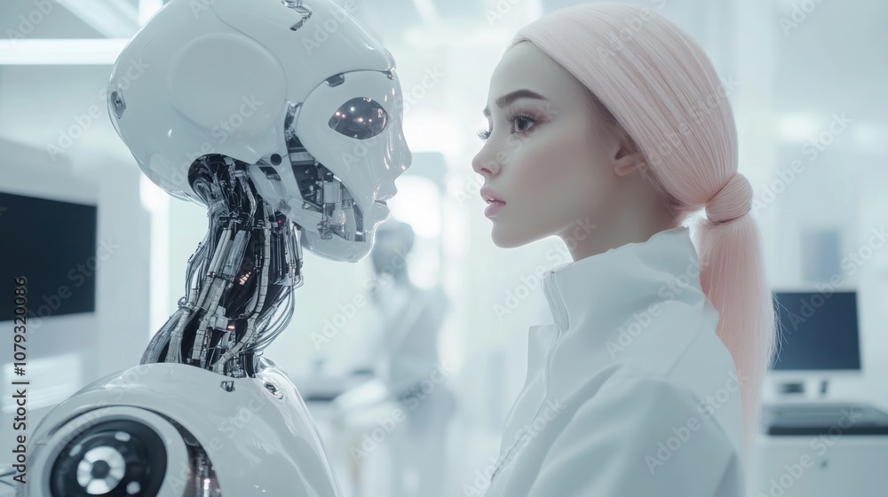 Poster ai in the cosmetics industry, precision blending of formulas and quality testing