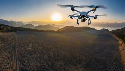 Un dron vuela en el cielo