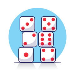 Cute cartoon vector icon, symbol, mascot, object of casino dice or cube  game play roll on board games. Game gambling poker entertainment
