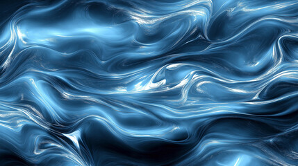 Obraz premium Abstract fluid texture in shimmering blue tones.