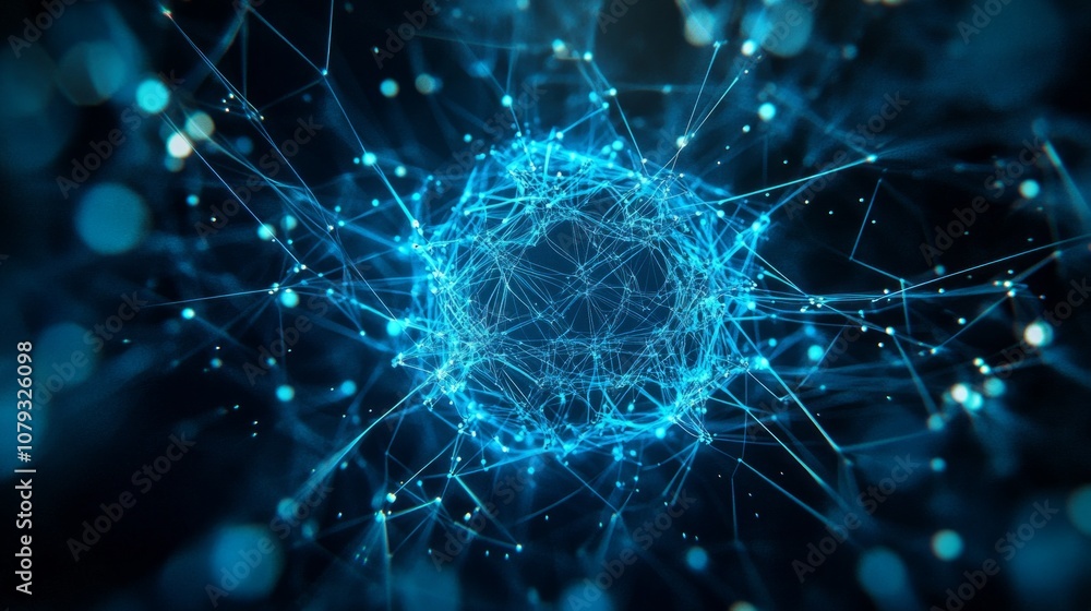 Aufkleber a captivating blue abstract representation of a digital network. this image showcases interconnected