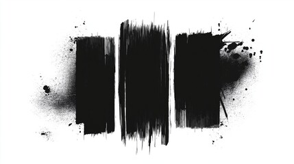 Black ink grunge brush strokes on white background.