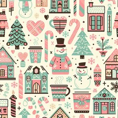 Naklejka premium Festive Christmas Design of Wrapping Paper