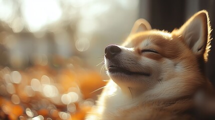 Golden Glow: Shiba’s Peaceful Sunlit Moment