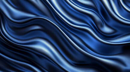 Obraz premium Blue silk fabric draped elegantly, showcasing soft waves and rich texture