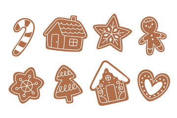 Set of Christmas gingerbread cookies