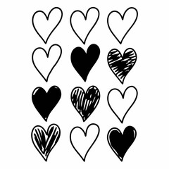 Heart, Love vector, Hand-Drawn Heart SVG Bundle,  Cute Heart SVG,  Heart Outline SVG , Sketch Heart Designs