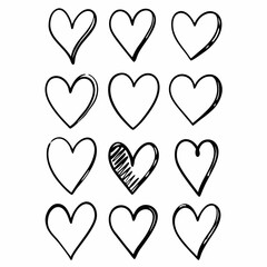 Heart, Love vector, Hand-Drawn Heart SVG Bundle,  Cute Heart SVG,  Heart Outline SVG , Sketch Heart Designs