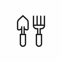 garden rake shovel icon sign vector