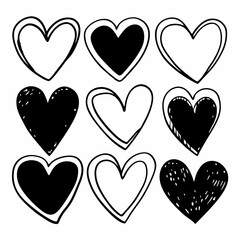 Heart, Love vector, Hand-Drawn Heart SVG Bundle,  Cute Heart SVG,  Heart Outline SVG , Sketch Heart Designs