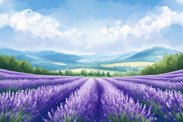 Obraz premium Lavender Fields in Bloom - Scenic Countryside Landscape