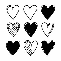 Heart, Love vector, Hand-Drawn Heart SVG Bundle,  Cute Heart SVG,  Heart Outline SVG , Sketch Heart Designs