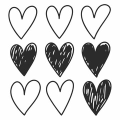 Heart, Love vector, Hand-Drawn Heart SVG Bundle,  Cute Heart SVG,  Heart Outline SVG , Sketch Heart Designs