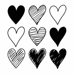 Heart, Love vector, Hand-Drawn Heart SVG Bundle,  Cute Heart SVG,  Heart Outline SVG , Sketch Heart Designs