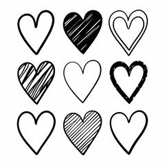 Heart, Love vector, Hand-Drawn Heart SVG Bundle,  Cute Heart SVG,  Heart Outline SVG , Sketch Heart Designs