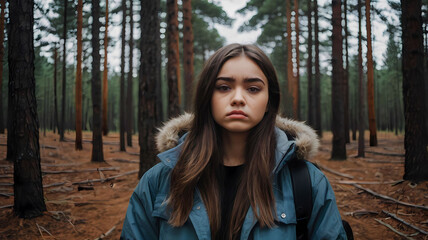 Naklejka premium portrait of a woman in a forest