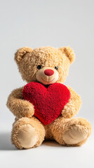 Obraz premium Plush teddy bear with heart for valentine’s day gift and decor