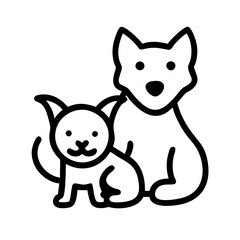 Obraz premium Vector icon featuring a playful dog and a curious cat sitting together, symbolizing friendship and companionship in pet culture