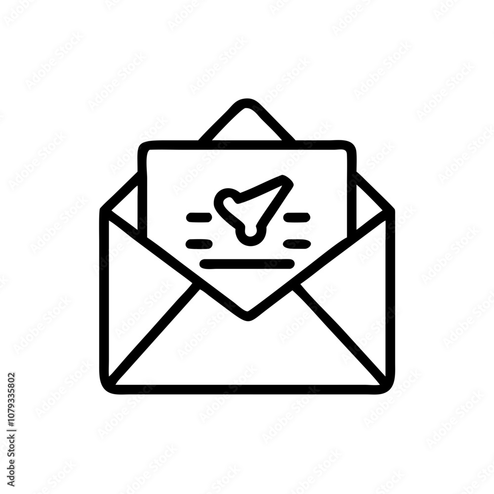 Poster vector icon of an envelope with a letter and a notification symbol, representing email communication