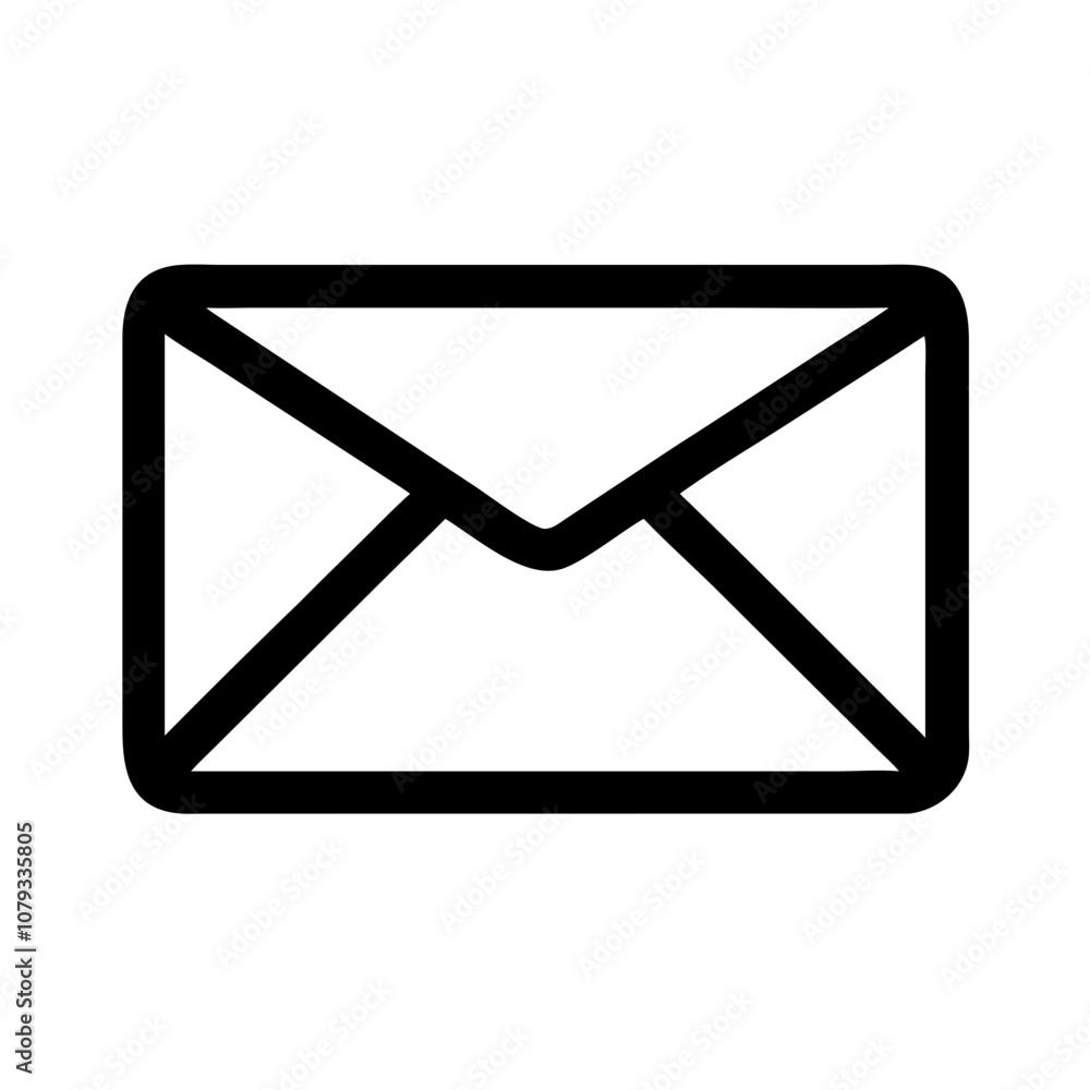 Poster a simple black vector icon representing an envelope, often associated with communication, mailing, a