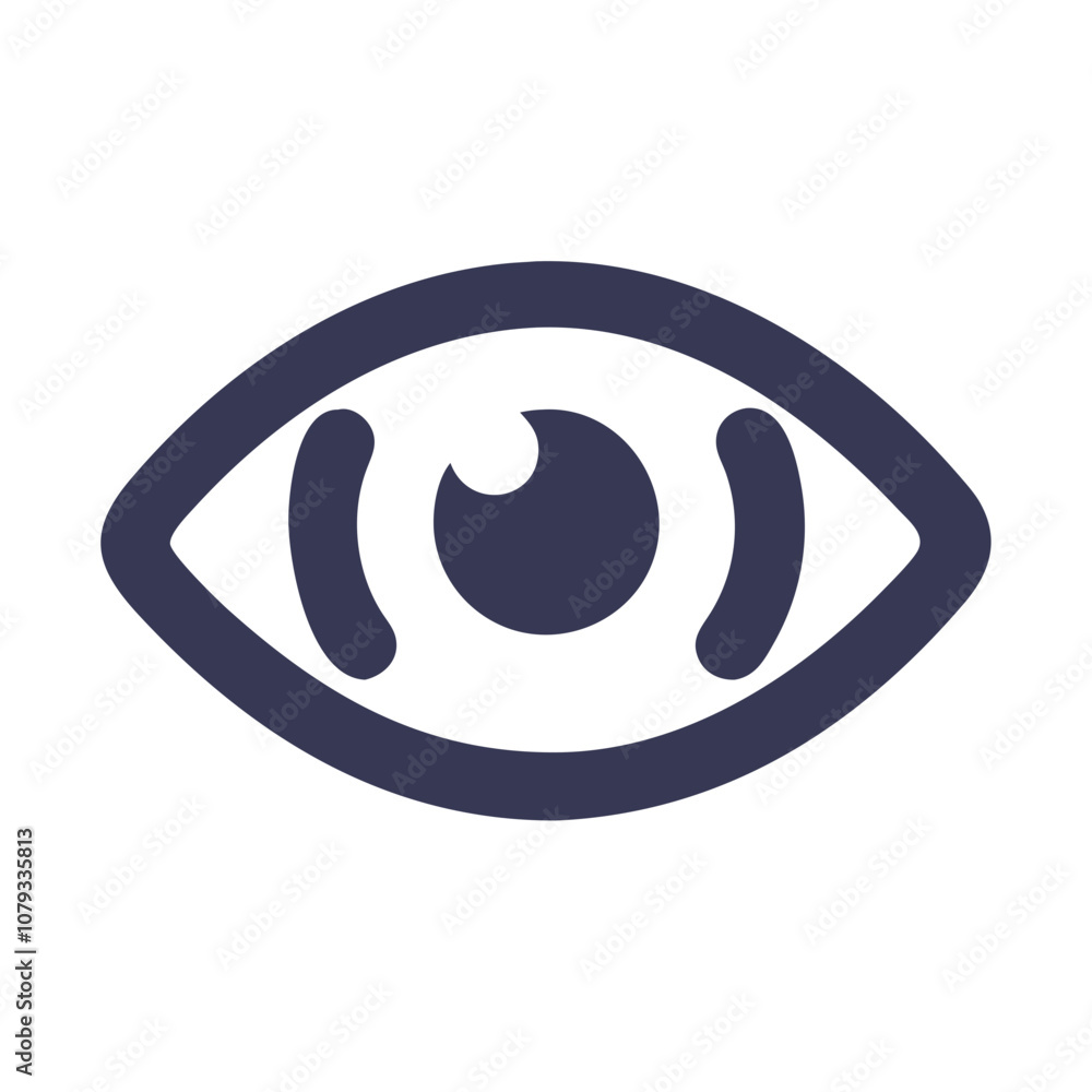 Poster stylized vector icon representing an eye symbol, commonly used in design to denote vision, insight, 