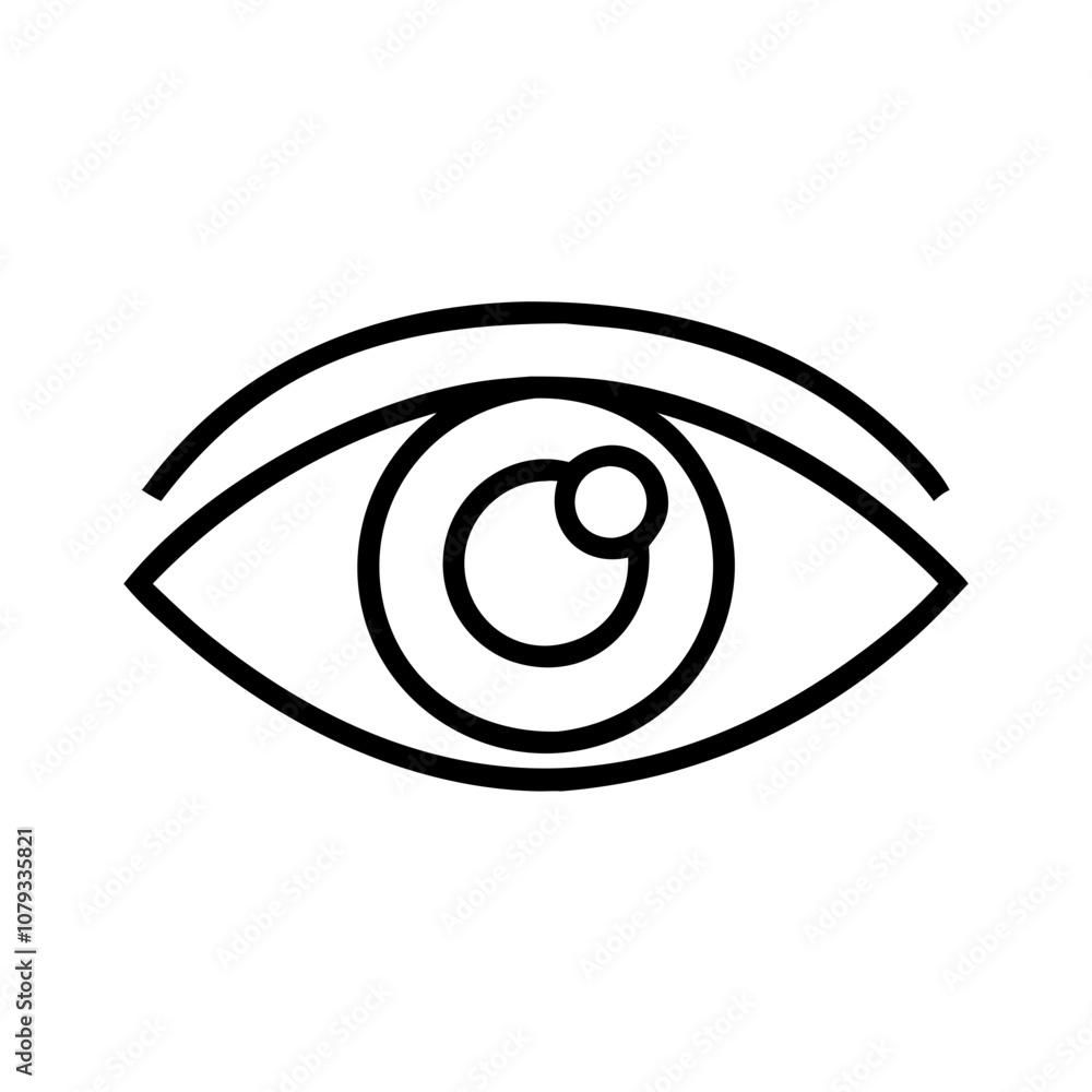 Poster a minimalist vector icon depicting a simple eye design with concentric circles representing the pupi