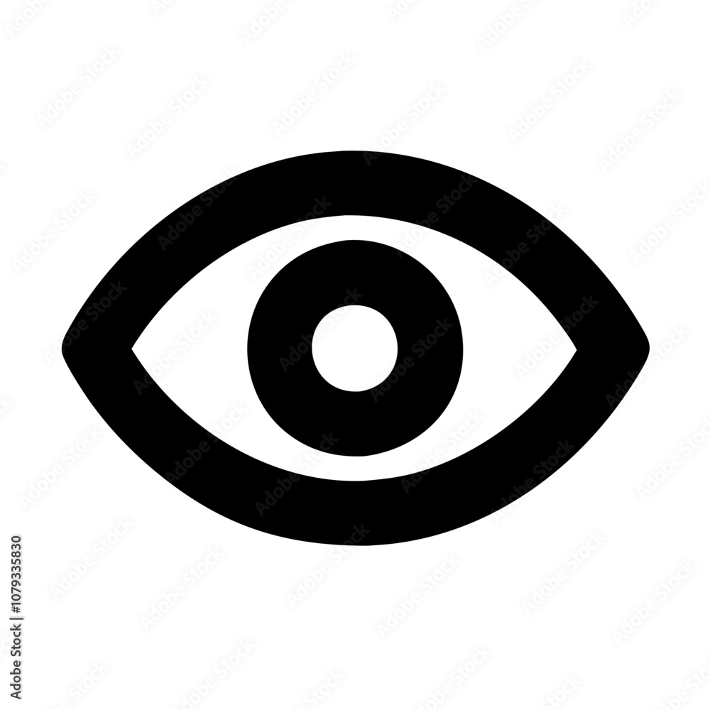 Poster a simplistic vector icon representing an eye symbolizing vision, awareness, and perception in digita