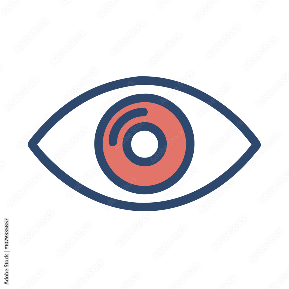 Poster a vector illustration of an eye featuring a circular pupil design, showcasing a simplistic yet moder