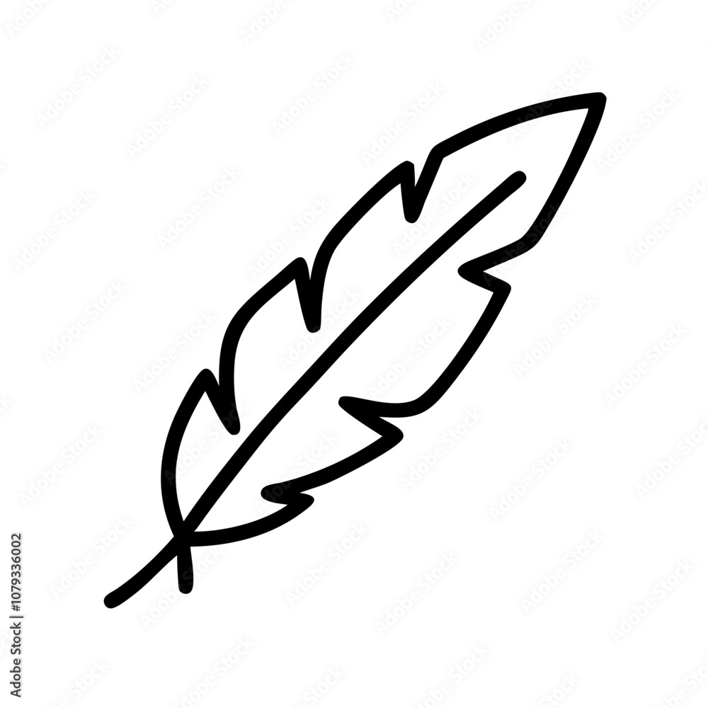 Poster vector icon of a simple feather design, representing nature, lightness, and creativity, suitable for