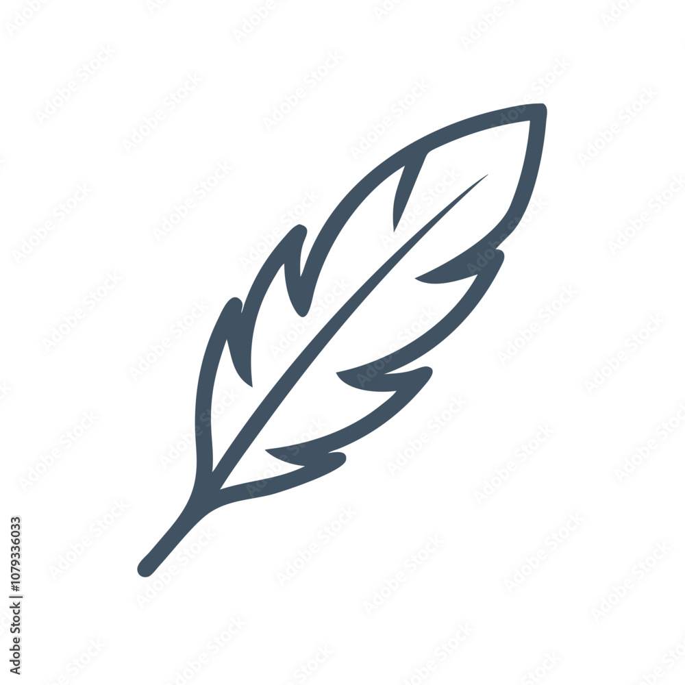 Poster stylized vector icon of a feather illustrating nature themes suitable for creative projects or digit