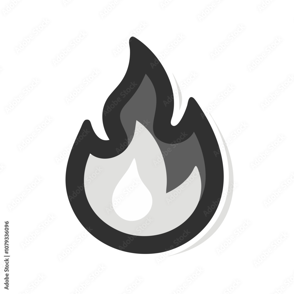 Poster vector icon depicting a stylized flame design, showcasing a blend of light and dark colors represent