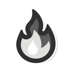 Vector icon depicting a stylized flame design, showcasing a blend of light and dark colors representing fire elements, suitable for various digital applications and design projects