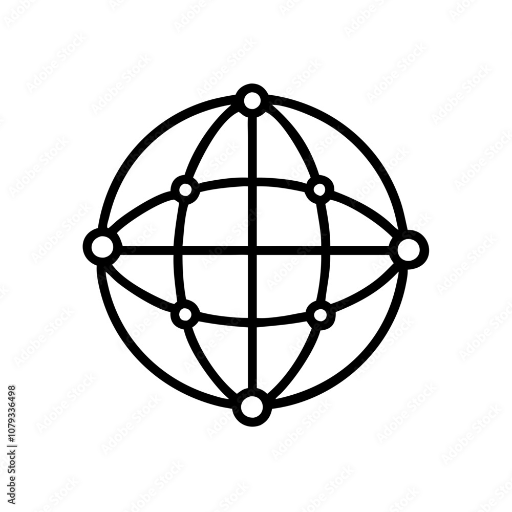 Aufkleber a detailed vector icon depicting a wireframe globe representation highlighting international connect