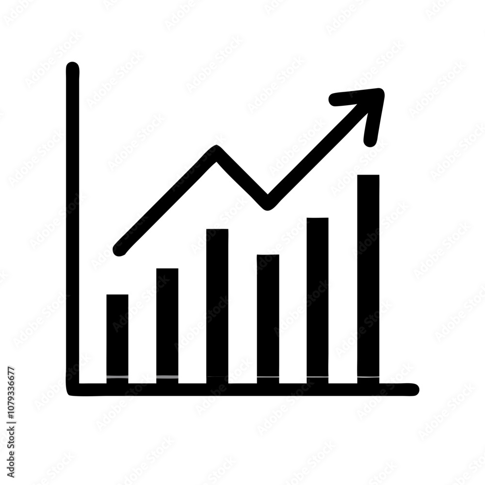 Poster a vector icon depicting a growth chart with ascending bars and an upward arrow illustrating positive