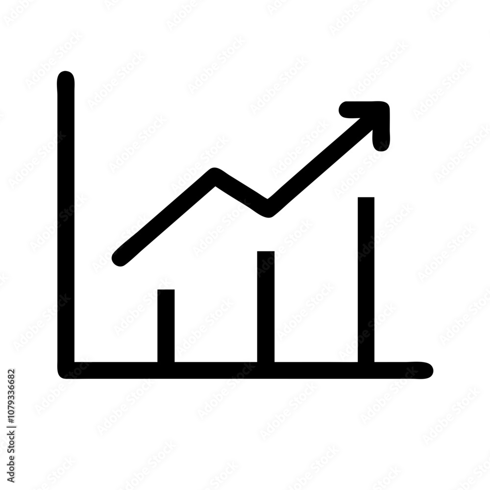 Poster vector icon representing a growth chart illustrating upward trends in performance metrics over time