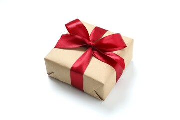 Beautiful gift box tied with bow on white background 