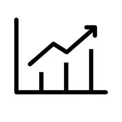 Vector icon representing a growth chart illustrating upward trends in performance metrics over time