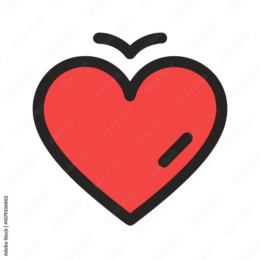 Poster red heart vector icon featuring a simple design, suitable for various creative projects and digital 