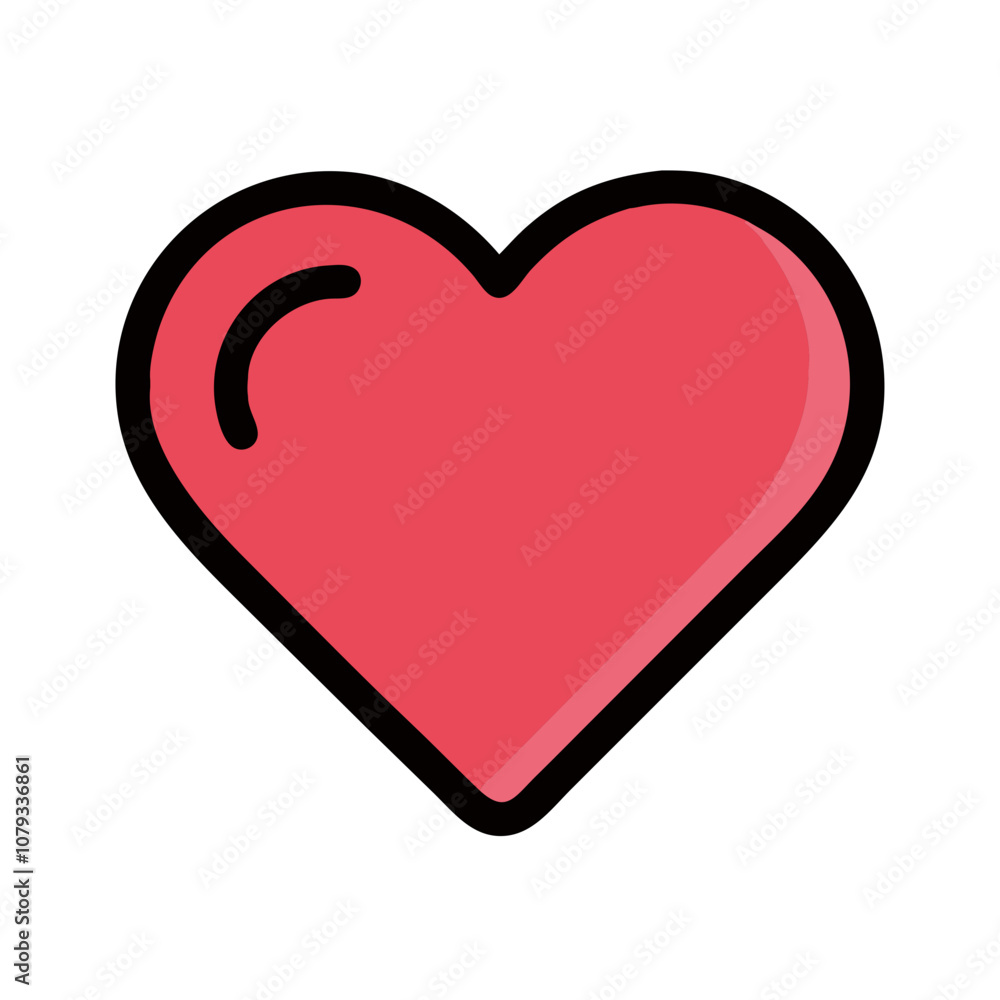 Aufkleber a simple vector icon of a red heart shape with a black outline, symbolizing love and affection, suit