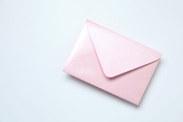 Pink envelope on white background