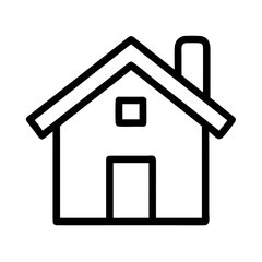 Simple vector icon of a house representing home, shelter, or residential property, suitable for use in design projects or web applications to convey comfort and security